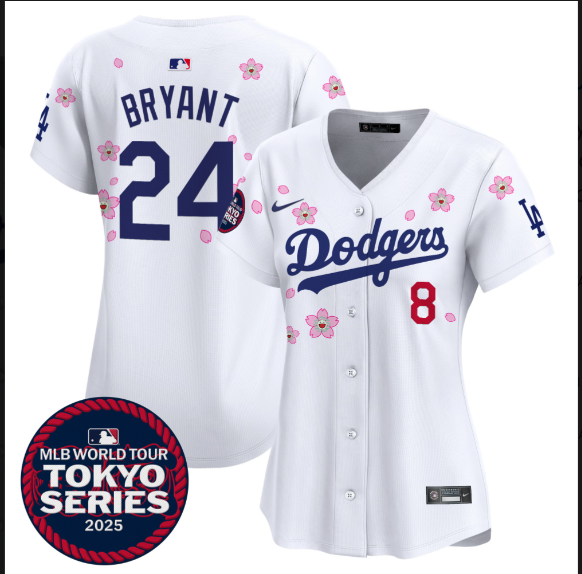Women Los Angeles Dodgers #24 Bryant Tokyo Series 2025 white Limited Stitched Jersey